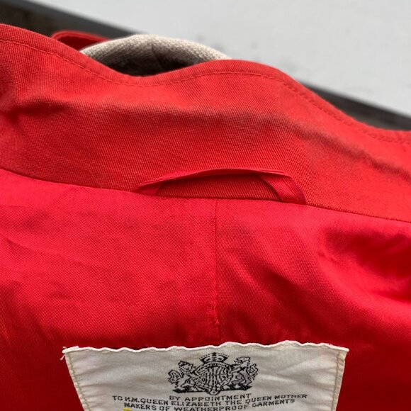 Vintage 90s Aquascutum London Aqua 5 Red Long Belted Trench Coat Overcoat - Picture 16 of 16